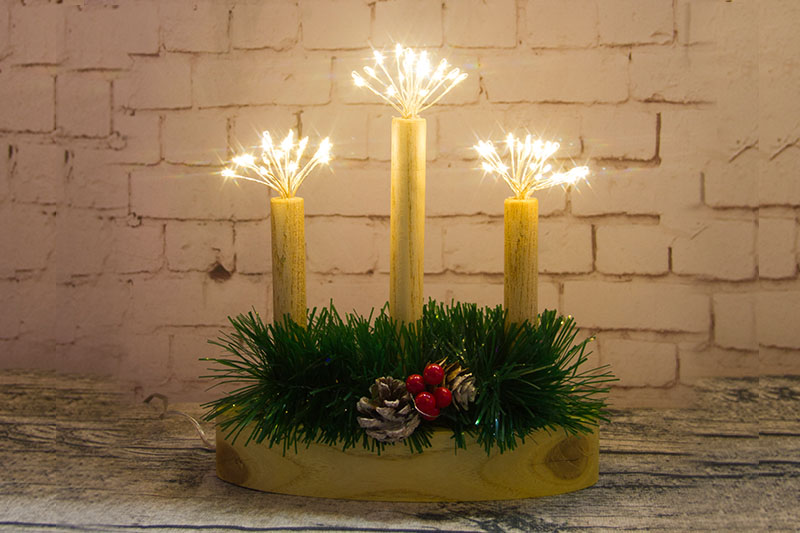 3PCS Wood Candle Starburst Light