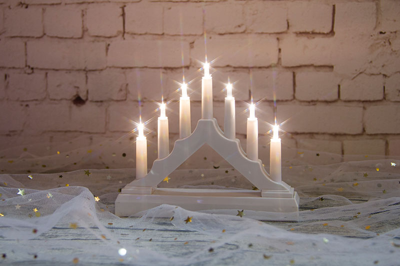 7PCS Mini White Plastic Candle Bridge Light