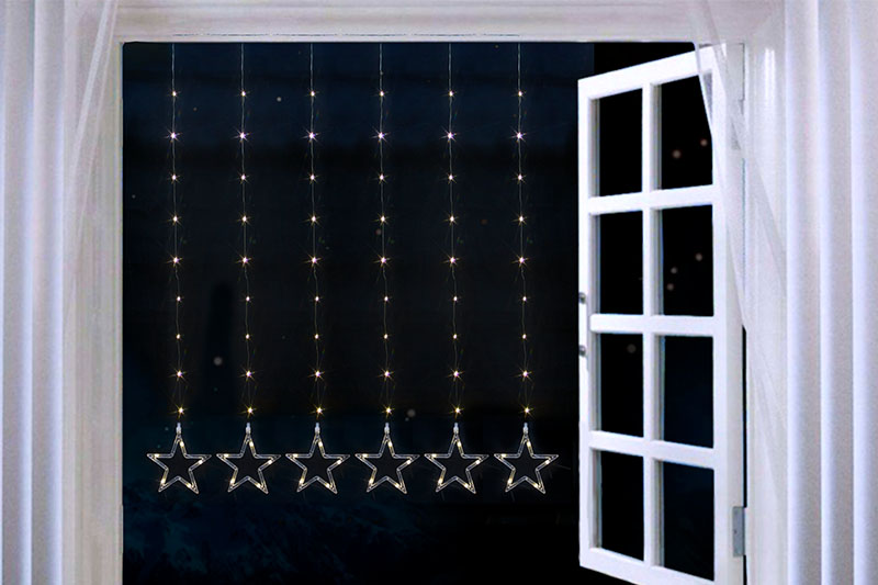 Copper Wire Star Curtain Lights