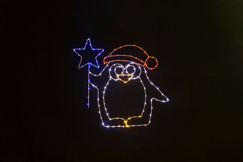 Multi Colour LED Metal Silhouette-Penguin
