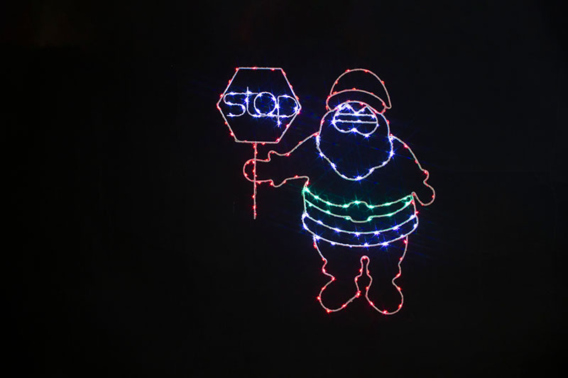 Multi Colour LED Metal Silhouette Santa Stop Here