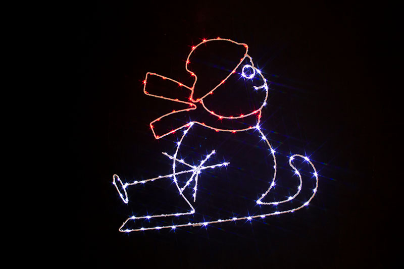 Multi Colour LED Metal Silhouette-Snowman
