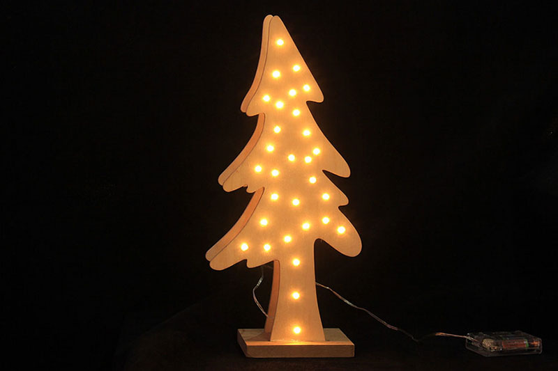 B/O 10 WARM WHITE LED WOODEN TREE TABLE LIGHT