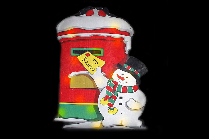 SNOWMAN MAIL BOX PVC SILHOUETEE LIGHTS